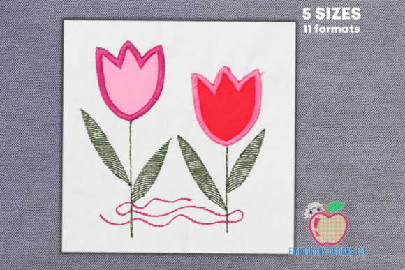 Pink Tulip Applique Design